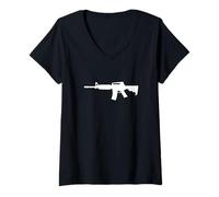 Women's AR-15 Style Rifle Silhouette V-Neck T-Shirt