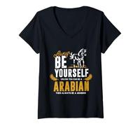 Women's Arabian Horse Equestrian Stallion Mare Ride V-Neck T-Shirt