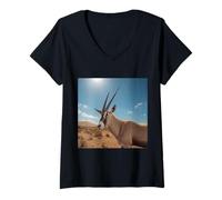 Womens Arabian Oryx Antelope Gemsbok South African Spirit Animal V-Neck T-Shirt