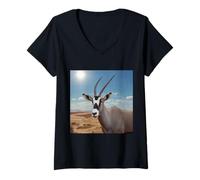 Womens Arabian Oryx Antelope Gemsbok South African Spirit Animal V-Neck T-Shirt