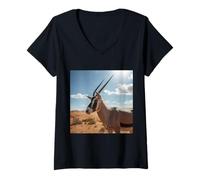Womens Arabian Oryx Antelope Gemsbok South African Spirit Animal V-Neck T-Shirt