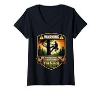 Women's Arborist Warning May Spontaneously Start Talking About Trees V-Neck T-Shirt