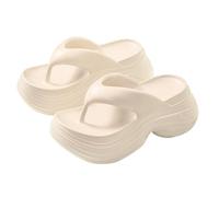 Women's Arch Support Flip Flops - Comfortable High Heel Platform Sandals for Plantar Fasciitis, Non-Slip Pool & Beach Slides Comfort Walking Thong Summer Travel Shoes White