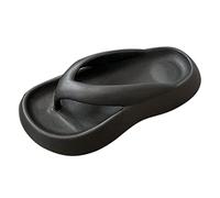 Women's Arch Support Flip Flops Comfortable Walking Sandals Beach Slip-On Slides Non Slip Summer Toe Post Soft Pillow Slippers Beach Pool Outdoor Indoor House Slippers (Black, 4)