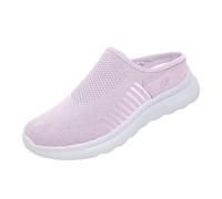 Womens Arch Support Mules Slip On Stretch Knit Breathable Walking Shoes Comfortable Workout Orthopedic Wide Toe Box Shoe Summer Indoor Outdoor Shoe (Pink, 6)