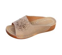 Womens Arch Support Wedge Sandals Platform Wedges Women's Sandals Lazy People A Flat Bottom One Slippers Leather Wedge Gold Womens Sandles Size 7 (Brown,36)