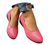 Women's Arch Support Wedge Slip On Shoes Pointed Toe Flats Walking Shoes Women's Lightweight Leather Loafers Low Heel Wedge Casual Work Shoe Solid Color Pointed Toe Flats Walking Shoe Pink