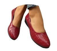 Women's Arch Support Wedge Slip On Shoes Pointed Toe Flats Walking Shoes Women's Lightweight Leather Loafers Low Heel Wedge Casual Work Shoe Solid Color Pointed Toe Flats Walking Shoe Red