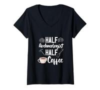 Womens Archaeology Archaeologist Half Coffee Artifact Prehistoric V-Neck T-Shirt