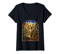 Women's Archangel Expels Adam and Eve Eden Cathedral Mosaic Art V-Neck T-Shirt