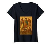 Womens Archangel St. Michael's Battle with the Devil - Orthodox V-Neck T-Shirt