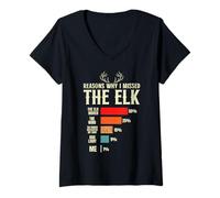 Womens Archery Elk Hunting Reasons why i Missed The Elk Hunter V-Neck T-Shirt