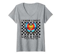 Womens Archery Girl Archery Mom Archer I Know I Shoot Like A Girl V-Neck T-Shirt