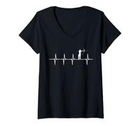 Womens Archery Heartbeat Gift For Archers & Bowmen V-Neck T-Shirt