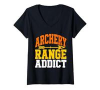 Women's Archery Range Addict Collegiate Arrow Bowhunter V-Neck T-Shirt