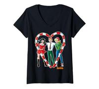 Women's Archie Comics Betty Veronica Candy Cane Heart V-Neck T-Shirt