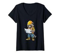 Women's Architect Raccoon Shirt Construction Honey Slime Trash Panda V-Neck T-Shirt