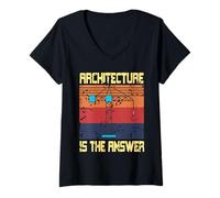 Womens Architecture is The Answer Retro Funny Architect Present V-Neck T-Shirt