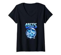 Women's Arctic World Ice Landscape Aurora Fantasy Art V-Neck T-Shirt