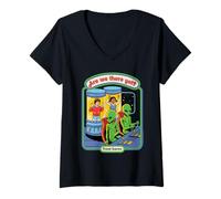 Womens Are We There Yet Alien UFO Retro Vintage Funny Adult Humor V-Neck T-Shirt