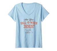 Womens are You Fall-O-Ween Jesus Christian Halloween Pumpkin Bible V-Neck T-Shirt