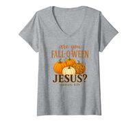 Womens are You Fall O Ween Jesus for Halloween Pumpkin Mathew V-Neck T-Shirt