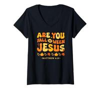 Womens are You Fall-O-Ween Jesus Matthew 4:19 Christian Halloween V-Neck T-Shirt