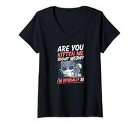 Women's are You Kitten Me Right Meow I'm Officially 35 Year Old Cat V-Neck T-Shirt