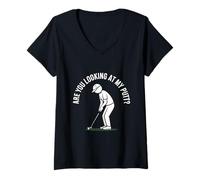 Women's are You Looking At My Putt Funny Golf Joke V-Neck T-Shirt