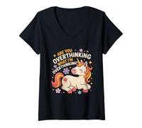 Womens are You Overthinking Unicorn Horse for Thoughtful Minds V-Neck T-Shirt