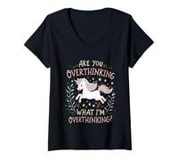 Womens are You Overthinking Unicorn Horse for Thoughtful Minds V-Neck T-Shirt