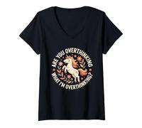 Womens are You Overthinking Unicorn Horse for Thoughtful Minds V-Neck T-Shirt