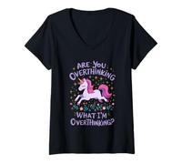 Womens are You Overthinking Unicorn Horse for Thoughtful Minds V-Neck T-Shirt