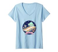 Womens Area 25 Gingerbread Landing, Elves UFO Cookie Runway Art V-Neck T-Shirt