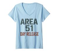 Womens Area 51 Day Release Funny Aliens Conspiracy Theorist V-Neck T-Shirt