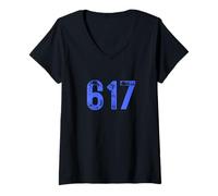Women's Area Code 617 for Boston Massachusetts MA 617 V-Neck T-Shirt