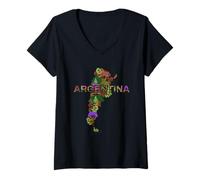 Women's Argentina Botanical Map - Buenos Aires Souvenir V-Neck T-Shirt
