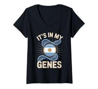 Womens Argentina Flag It’s in My Genes Argentinian Pride V-Neck T-Shirt