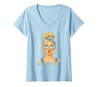 Womens Argentinian Girl Argentina Flag Argentinian Girlfriend Wife V-Neck T-Shirt