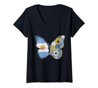 Womens Argentinian Girls Roots Argentina Pride Butterfly Women V-Neck T-Shirt
