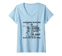 Womens Arguing With Me Is Pointless I Knew I Was Wrong Skull V-Neck T-Shirt