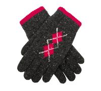 Women's Argyle Knitted Gloves with Marl Yarn - Charcoal/Fuchsia / ONE