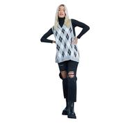 Womens Argyle Knitted V-Neck Sleeveless Pullover Sweater Vest, Ladies Diamond Pattern Tank Top, Soft Stretch Knit Top Sizes 8-22 (UK, Alpha, M, L, Regular, Regular, Grey)