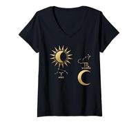 Women's Aries Sun-Scorpio Moon Zodiac V-Neck T-Shirt