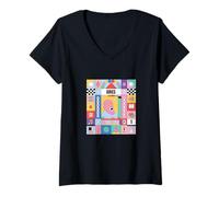 Womens Aries Zodiac Sign Bauhaus Style - Modern Astrology Art V-Neck T-Shirt