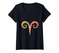 Womens Aries Zodiac Sign Symbol Aries Logo Horoscope Love Aries V-Neck T-Shirt