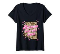Women's Arizona Born and Bred Leopard Print V-Neck T-Shirt