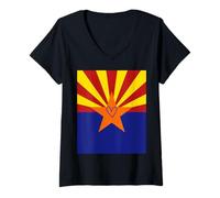 Womens Arizona Flag Arizonan Heart Proud Heritage State Pride V-Neck T-Shirt