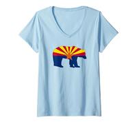 Women's Arizona Flag Bear V-Neck T-Shirt