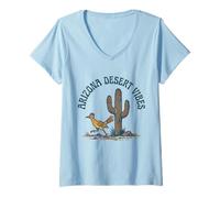 Women's Arizona Roadrunner Saguaro Cactus Desert Vibes Vintage V-Neck T-Shirt